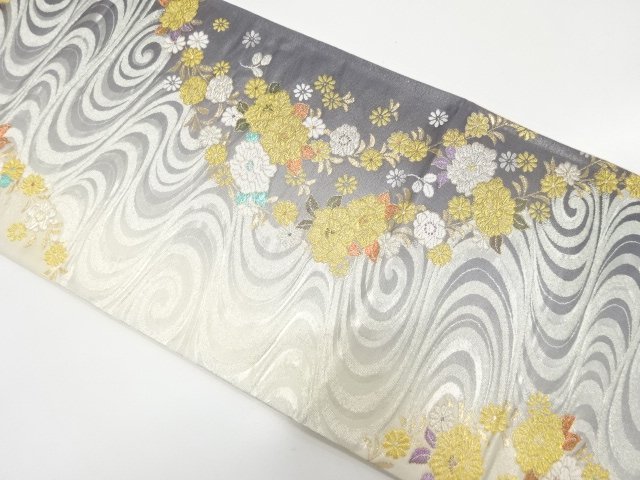 JAPANESE KIMONO / PEONY / CHRYSANTHEMUM PATTERNS WOVEN KANZE-MIZU FABR